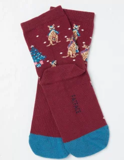 FatFace 1 Pack Baby Kangaroo Socks Berry Pink