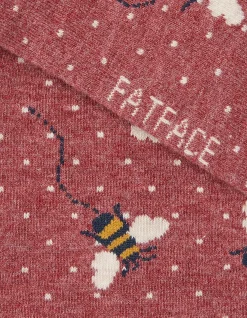 FatFace 1 Pack Bee Spot Trainer Socks Burgundy Marl Hot