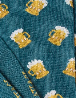 FatFace 1 Pack Beer Socks Teal Green Hot