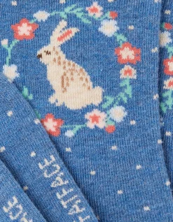 FatFace 1 Pack Bunny Wreath Socks Blue Marl Outlet