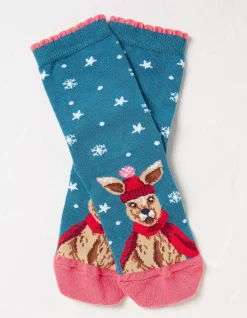 FatFace 1 Pack Christmas Kangaroo Socks Teal Green Best
