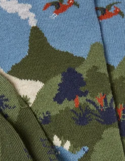 FatFace 1 Pack Dinosaur Scene Socks Khaki Green Online