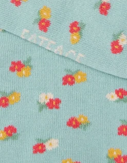 FatFace 1 Pack Ditsy Floral Trainer Socks Green Haze