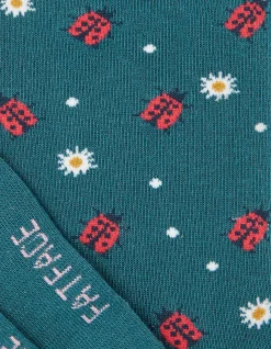 FatFace 1 Pack Ditsy Ladybird Socks Light Teal Green New