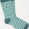 FatFace 1 Pack Embroidered Bee Stripe Socks Green Haze New