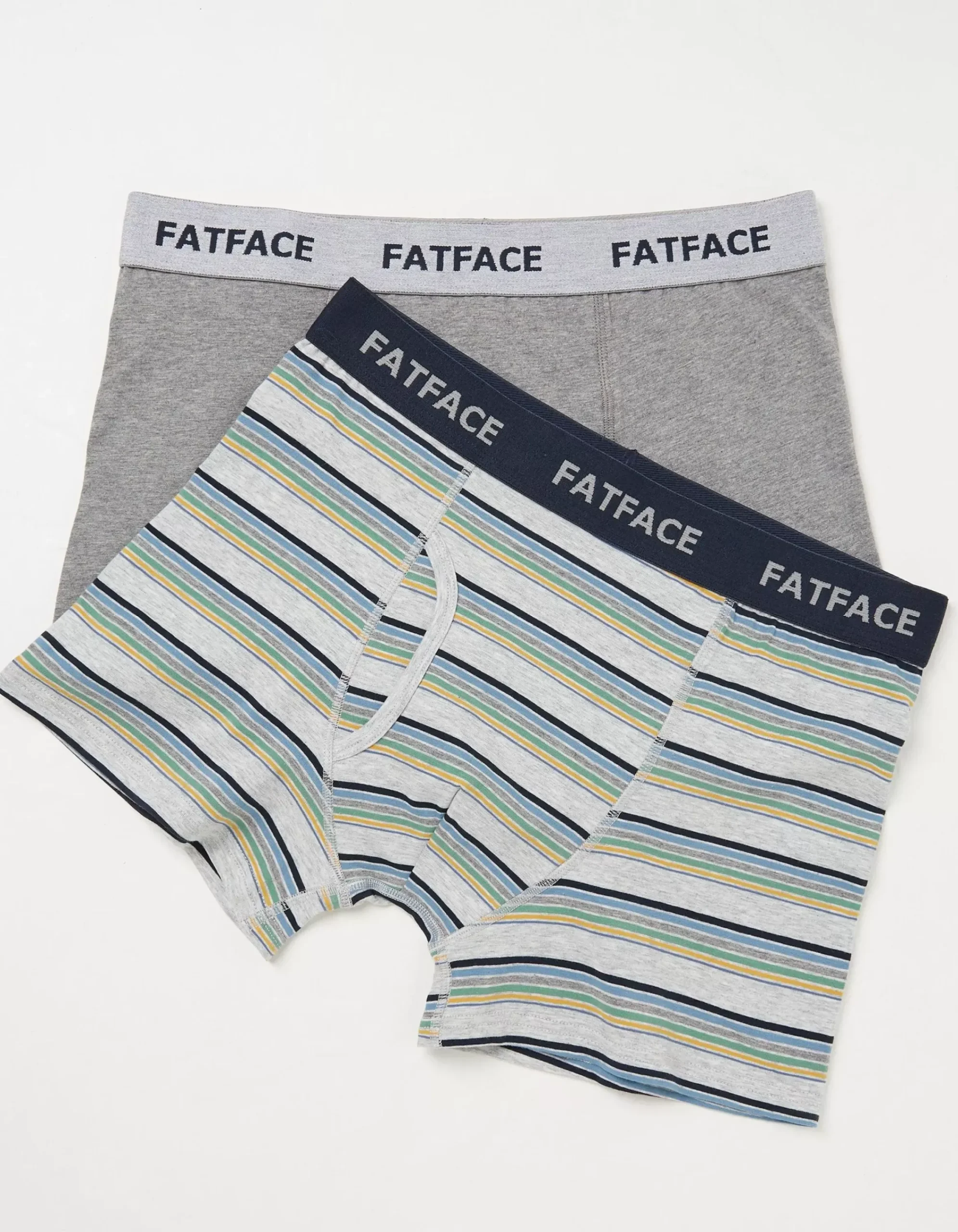 FatFace 2 Pack Eype Stripe Boxers Grey Marl Discount