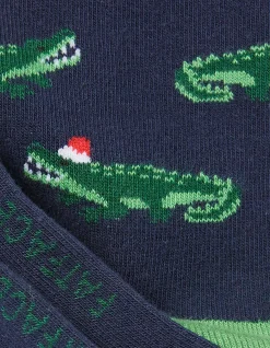 FatFace 1 Pack Festive Crocodile Socks Navy Clearance