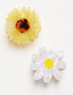 FatFace 2 Pack Flower Clips Ivory Discount