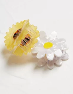 FatFace 2 Pack Flower Clips Ivory Discount