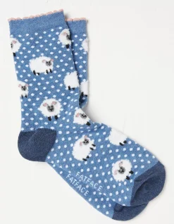 FatFace 1 Pack Fluffy Sheep Socks Cobalt Blue New