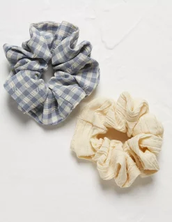 FatFace 2 Pack Gingham Scrunchie Blue Hot