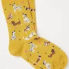 FatFace 1 Pack Happy Dogs Socks Mustard Yellow Discount