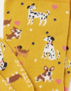 FatFace 1 Pack Happy Dogs Socks Mustard Yellow Discount