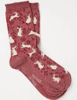 FatFace 1 Pack Jumping Bunny Socks Purple Marl Hot