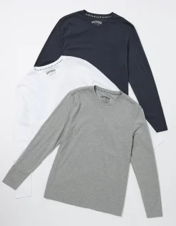 FatFace 3 Pack Long Sleeve T-Shirts Navy Outlet