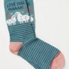 FatFace 1 Pack Love You Ma Socks Light Teal Green New