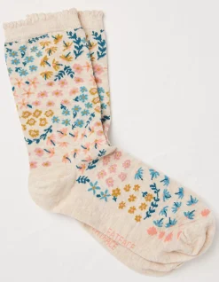 FatFace 1 Pack Meadow Floral Socks Oatmeal