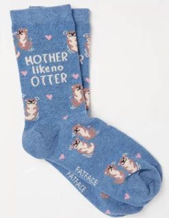 FatFace 1 Pack Mother Like No Otter Socks Blue Marl Hot