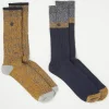 FatFace 2 Pack Nathan Boot Socks Mustard Yellow Hot