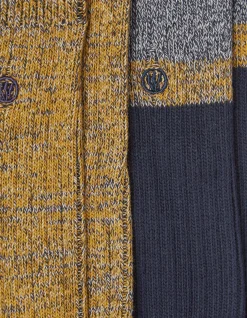 FatFace 2 Pack Nathan Boot Socks Mustard Yellow Hot
