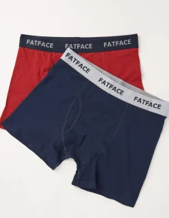 FatFace 2 Pack Plain Boxers Bright Red Online