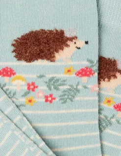 FatFace 1 Pack Queen Hedgehog Socks Green Haze Clearance