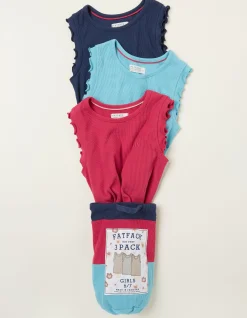 FatFace 3 Pack Rib Jersey Vests Navy Hot