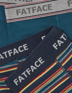 FatFace 2 Pack Salcombe Stripe Boxers Bright Red Sale