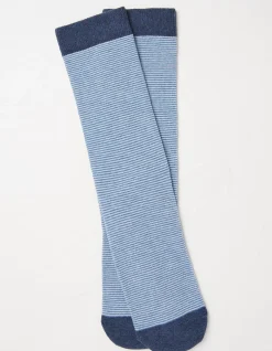 FatFace 1 Pack Sealife Stripe Socks Light Blue Marl Hot