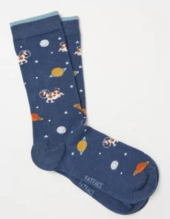 FatFace 1 Pack Space Cow Socks Navy Clearance