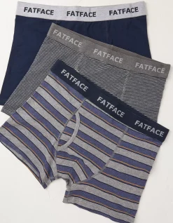 FatFace 3 Pack Stockbridge Stripe Boxers Navy Hot