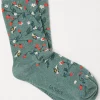 FatFace 1 Pack Strawberry Bee Socks Green Marl Hot