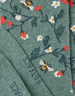 FatFace 1 Pack Strawberry Bee Socks Green Marl Hot