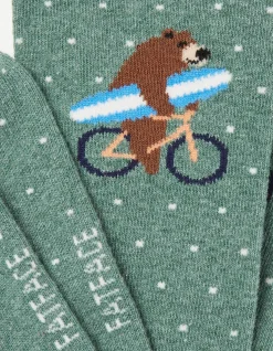 FatFace 1 Pack Surfing Bear Bike Socks Green Marl Online
