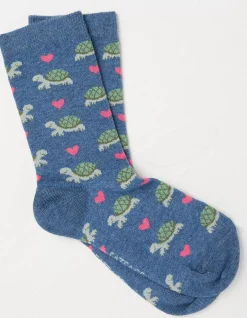 FatFace 1 Pack Tortoise Heart Socks Navy Marl Online