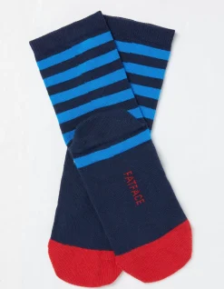 FatFace 1 Pack Wilfred Woolly Mammoth Stripe Socks Navy Outlet