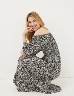 FatFace Adele Mono Vines Midi Dress Black Best