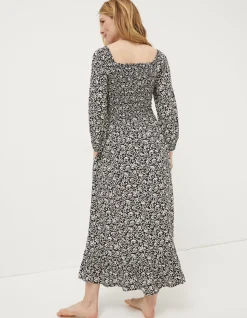 FatFace Adele Mono Vines Midi Dress Black Best