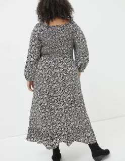 FatFace Adele Mono Vines Midi Dress Black Best