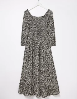 FatFace Adele Mono Vines Midi Dress Black Best