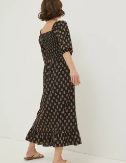 FatFace Adele Woodblock Midi Dress Black Clearance