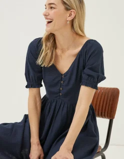 FatFace Aideen Linen Dress Navy Online