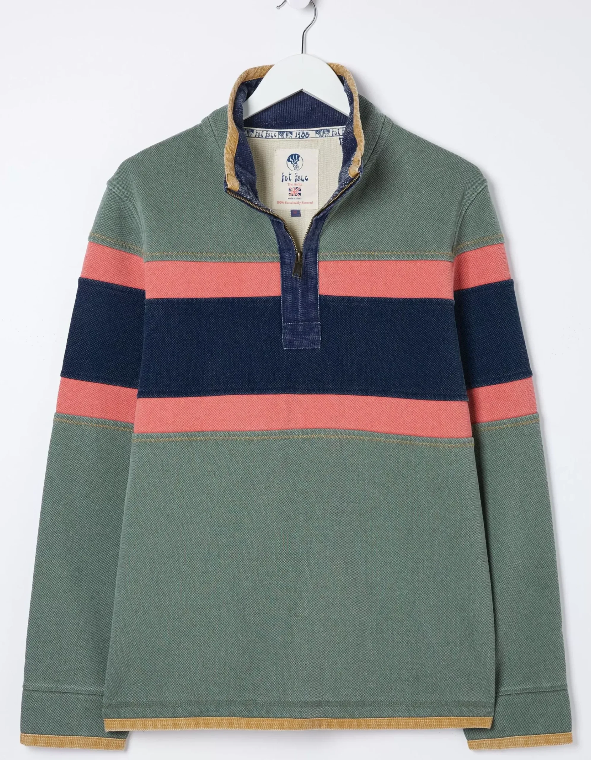 FatFace Airlie Chest Stripe Sweatshirt Green Haze
