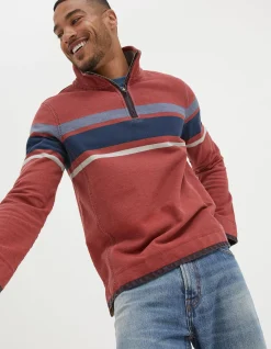 FatFace Airlie Chest Stripe Sweatshirt Red