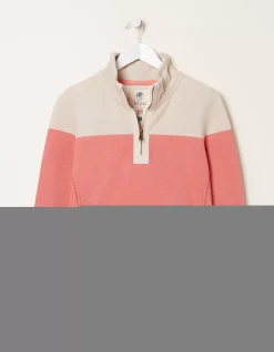 FatFace Airlie Colour Block Sweat Soft Coral Sale