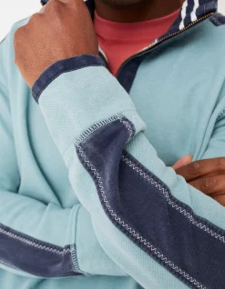 FatFace Airlie Cuff Stripe Pocket Sweat Aqua Green Online