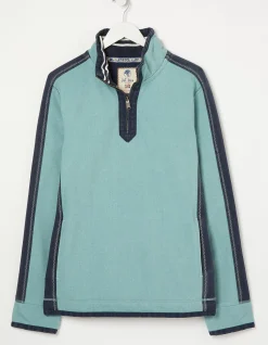 FatFace Airlie Cuff Stripe Pocket Sweat Aqua Green Online