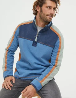 FatFace Airlie Panel Contrast Sweatshirt Light Blue Sale