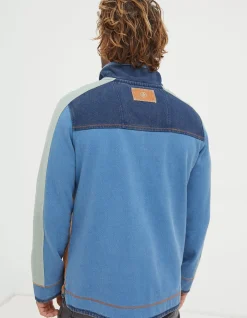 FatFace Airlie Panel Contrast Sweatshirt Light Blue Sale