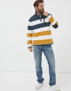 FatFace Airlie Rugby Stripe Sweatshirt Yellow Hot
